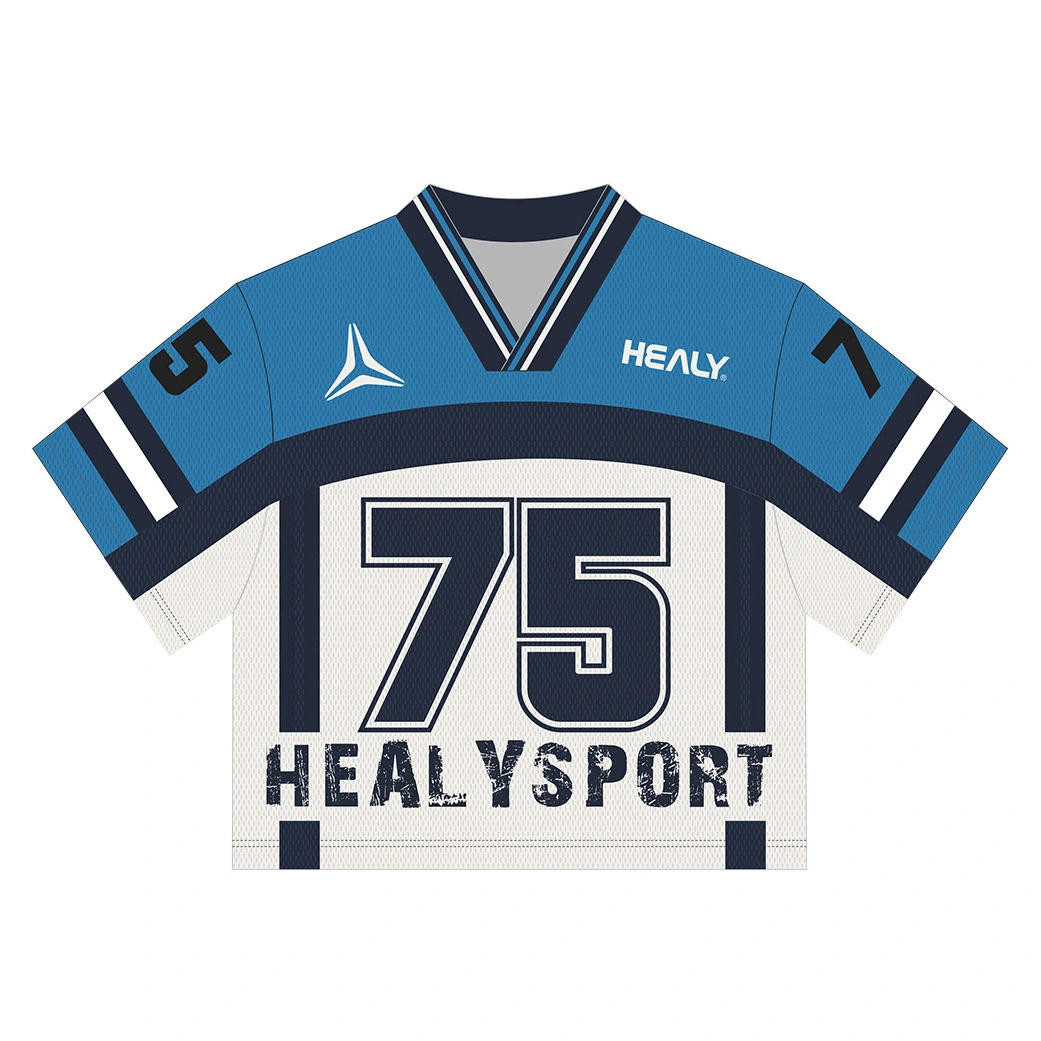 Healy Free Design Throwback Cropped Football Jersey Grunge Accented Mesh Shirt ສໍາລັບ fans ຂອງທີມງານຄລາສສິກເບິ່ງ 1