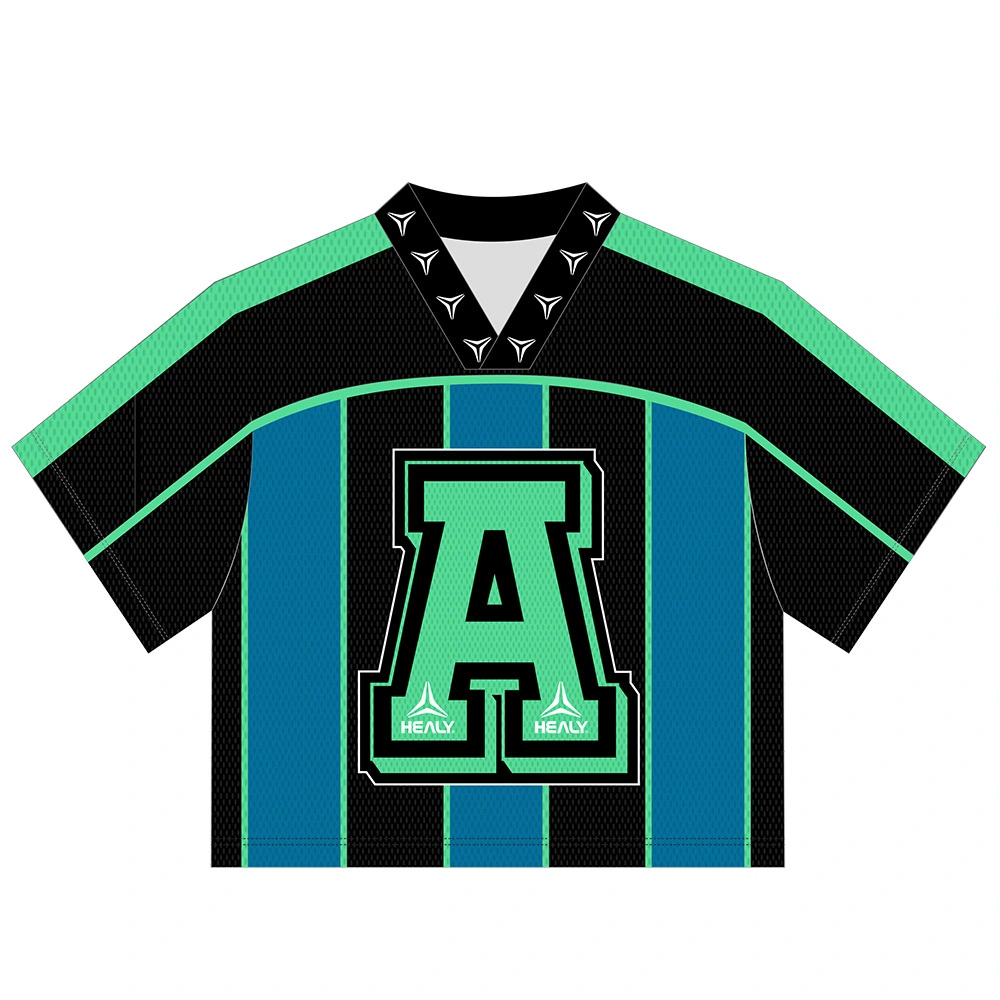 Healy High Performance Classic Cropped Football Jersey Neon Accent Mesh Shirt for Old School Aesthetic Chasers 1