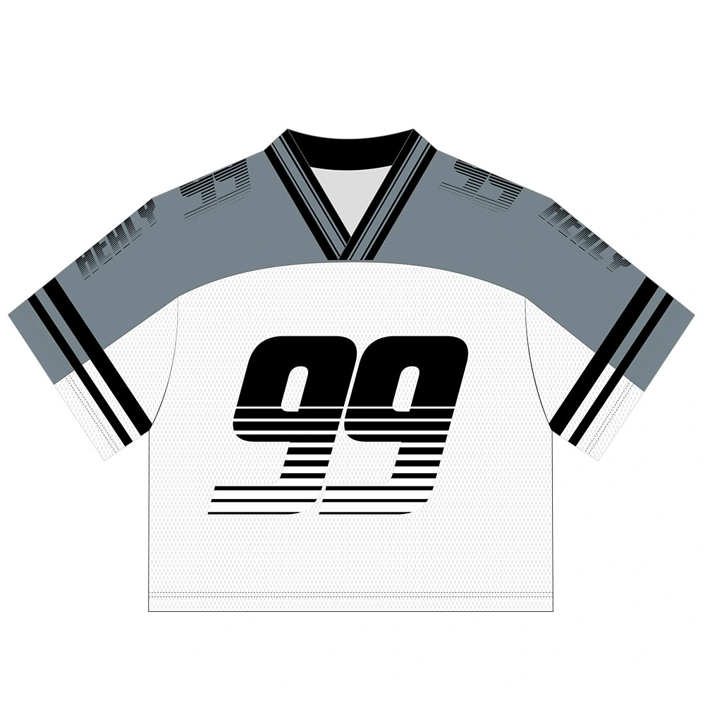 Healy Free Design Classic Cropped Football Jersey Contrast Trim Mesh Shirt for Old School Sport Aesthetic Chasers 1