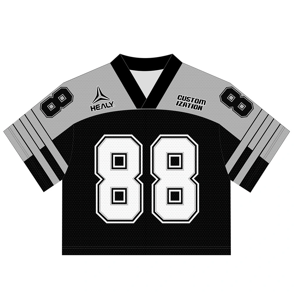 Healy Customizable Classic Cropped Football Jersey Contrast Trim Mesh Shirt for Old School Sport Aesthetic Fans 1