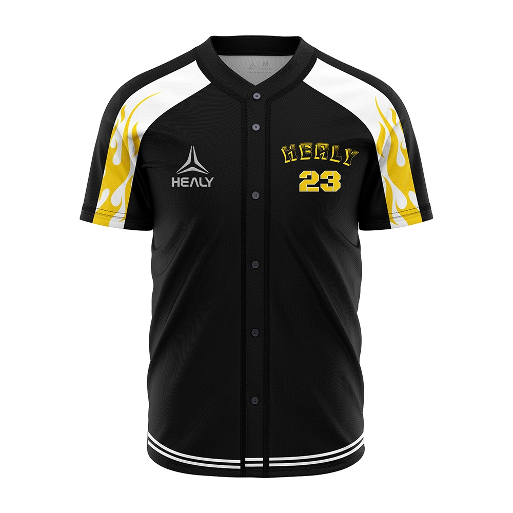 Healy Fully Custom Flame Accent Baseball Jersey Retro Sport Mesh Top untuk 90s Streetwear Rebels 1