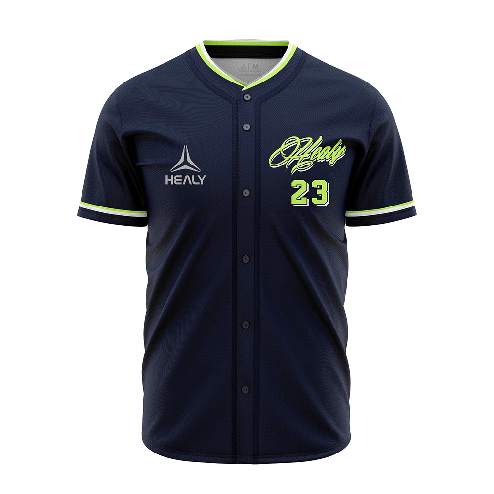 Healy Classic Custom Baseball Jersey Lime Trim Mesh Shirt kanggo Old School Olahraga Fans 1