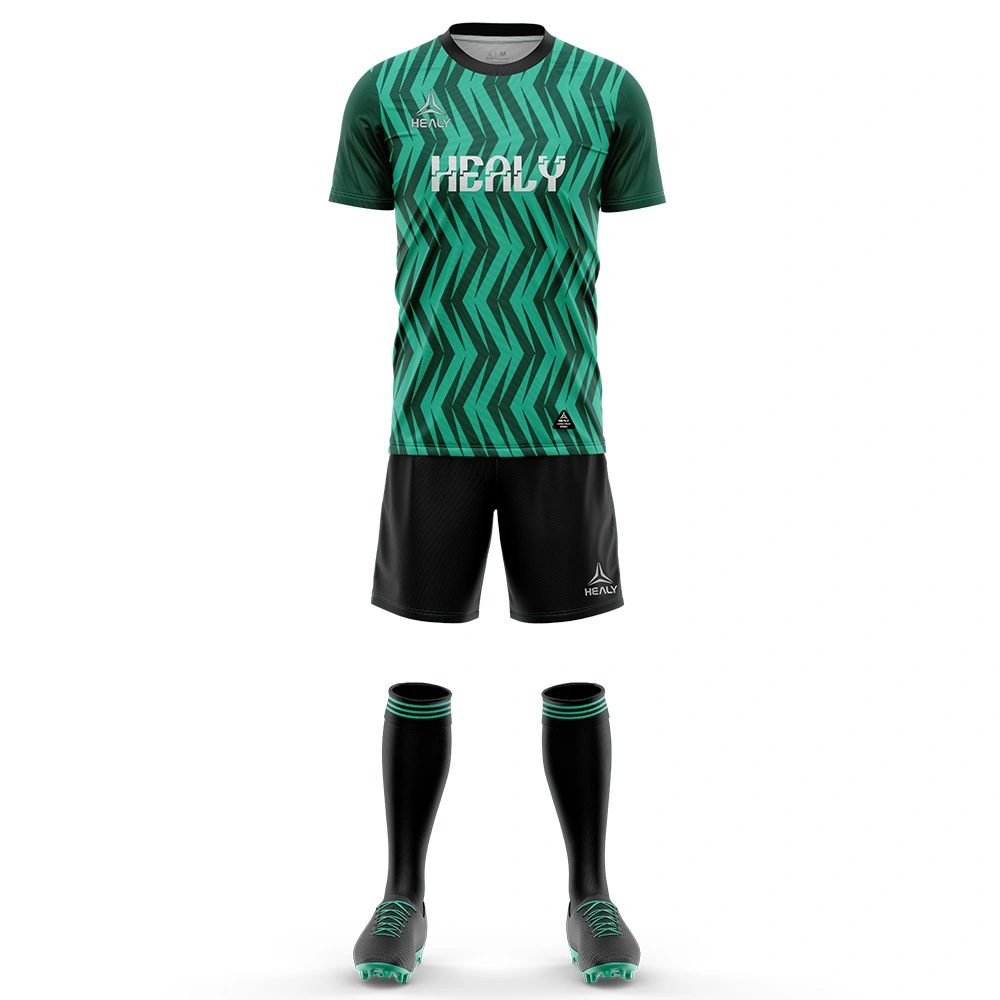 Healy-ის ნათელი მწვანე-შავი ზიგზაგისებრი საფეხბურთო ფორმა გუნდური სინერგიისთვის & Sport Ease 1