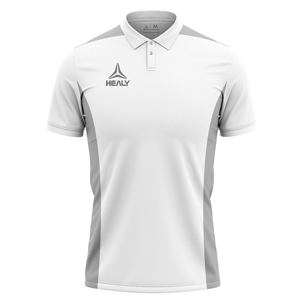 Lèine Spòrs Polo Ball-coise Gnàthaichte Geal is Liath HEALY Aodach Polyester Aotrom Breathable airson Trèanadh 1