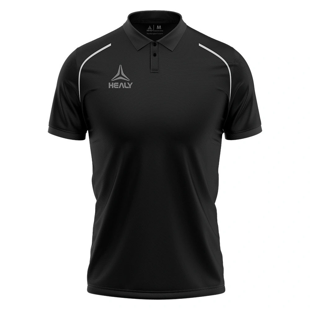 Aodach Ball-coise Dubh Clò-bhuailte Didseatach le Suaicheantas Ainm Gnàthaichte Bog, Tioram Luath Aodach Ball-coise Fear Polo Tee airson Èideadh Sgioba 1