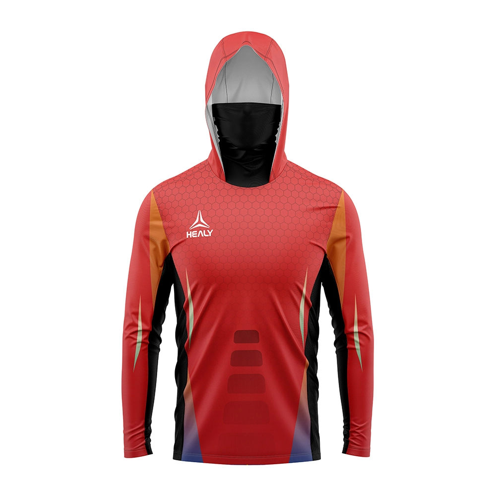 HEALY Men's Performance Kuredza Hoodie Shirt - UPF 50+ Zuva Dziviriro YeSleeve Yakareba Thumbbholes Shirts ine Neck Gaiter 1