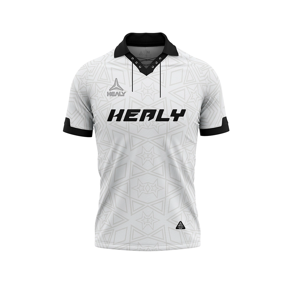 Gray Geometric Star Patterns Soccer Jersey with Lace-Up Design High Quality Fitness Football Jersey Polo Men Shirts 1
