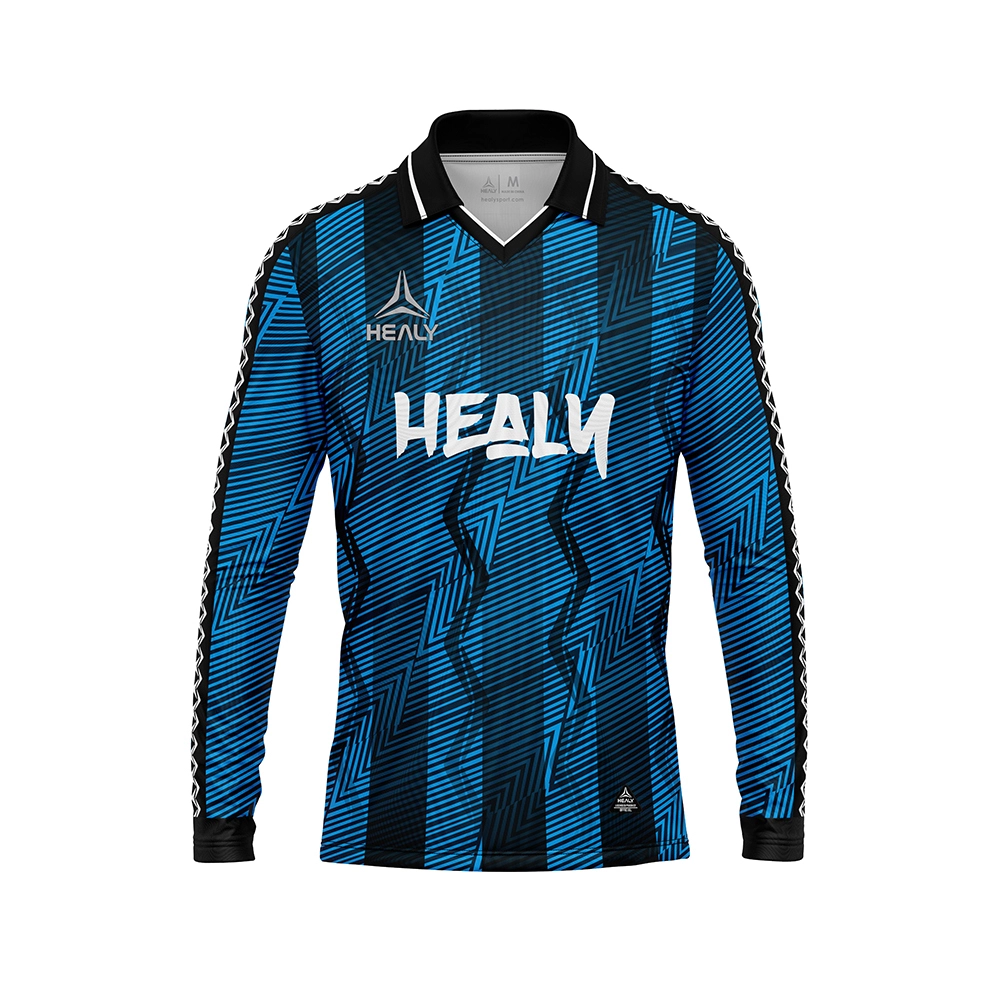 Mature Zigzag Stripes Soccer Jersey Bold Deep Blue Breathable Warm Football Jersey Sport Polo Shirts for Team Training 1