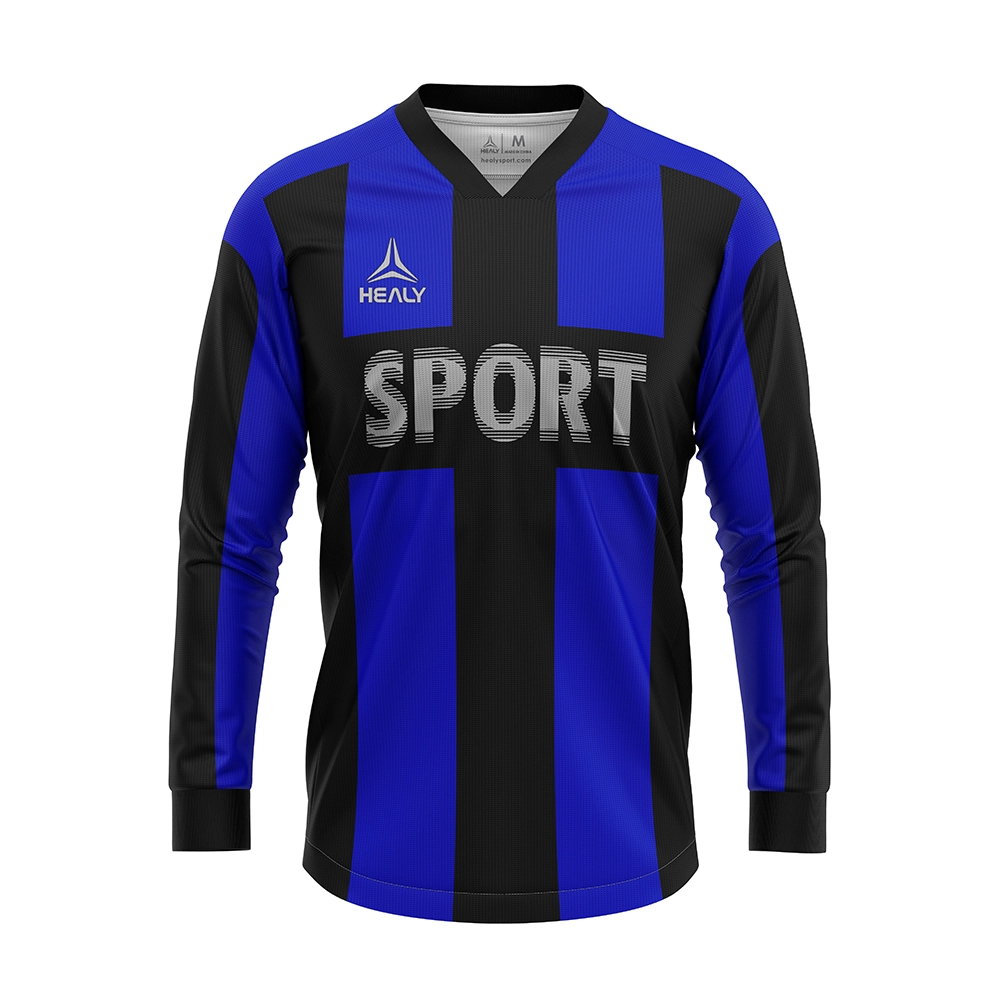 Samarreta de futbol amb disseny de ratlles verticals negre i blau, samarreta de futbol resistent al vent amb estil madur, samarretes esportives, uniforme d&#39;entrenament d&#39;equip 1