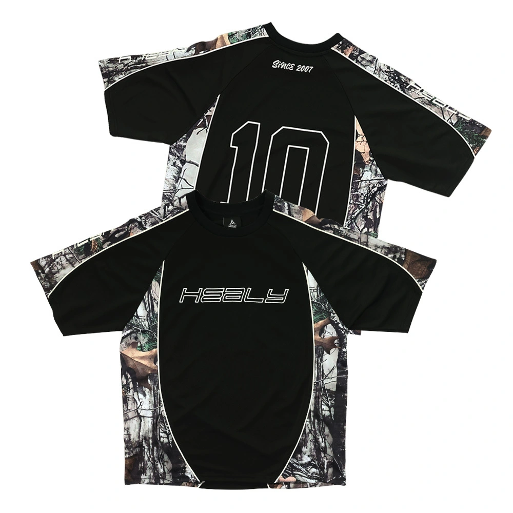 HEALY Héichqualitativt Stroosseshirt, fett, stilvoll, Fussball-Retro-T-Shirt, Vintage Amerikanescht Fussball-T-Shirt, O-Hals, Polyester Fitness-Top 1