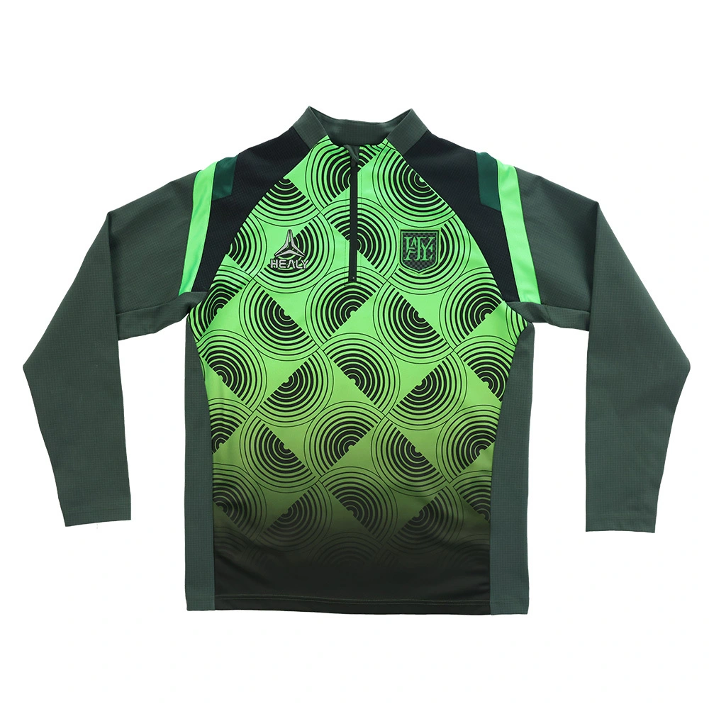 HEALY Jersey tal-Futbol Retro b&#39;Nofs Zip Personalizzat Kompletament Jersey tat-Taħriġ tal-Futbol Vintage b&#39;Kmiem Twil u Nifs għal Tim u Klabb tal-Futbol 1