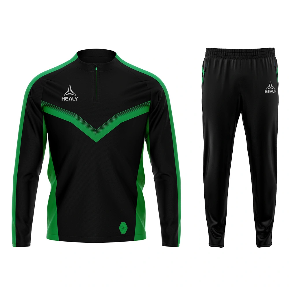 ከፍተኛ አፈጻጸም ደማቅ አረንጓዴ ማሰልጠኛ አዘጋጅ ብጁ ቡድን አርማ ፈጣን ደረቅ ጨርቅ ወንድ ሸሚዝ ስፖርት የፓንት ወንዶች ተራ ልብስ 1