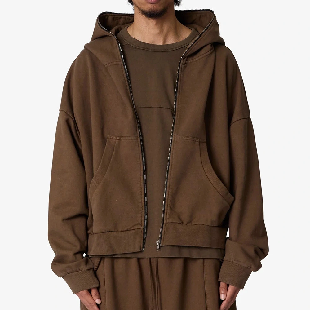 100% бавовняна толстовка з французького терри на блискавці, унісекс, важка чорна тепла толстовка з опущеними плечима, оверсайз 1