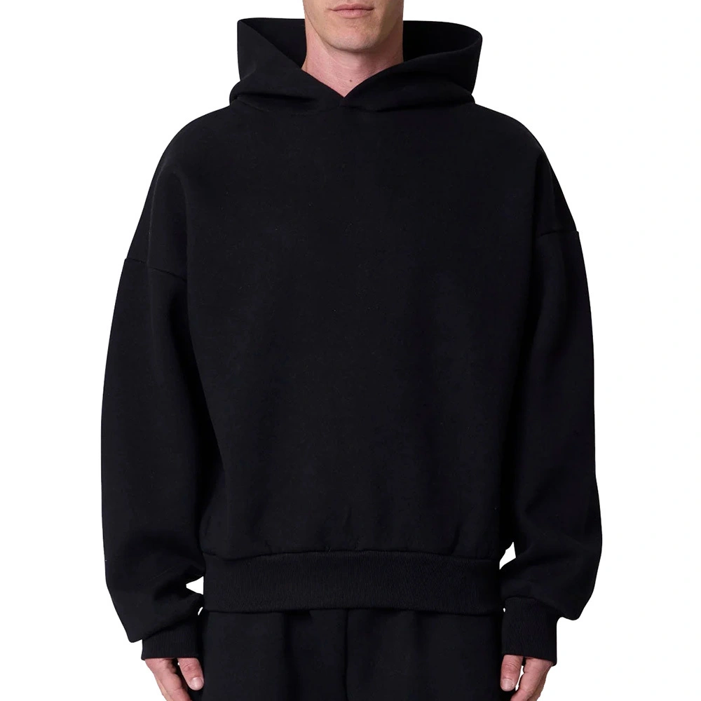 Ihempe yeHoodie emnyama yePrimiyamu yeFleece yamadoda engama-300-500 iigrams ebunzima basebusika eneSweatshirt enemibala ecacileyo yeFashion Man Street 1