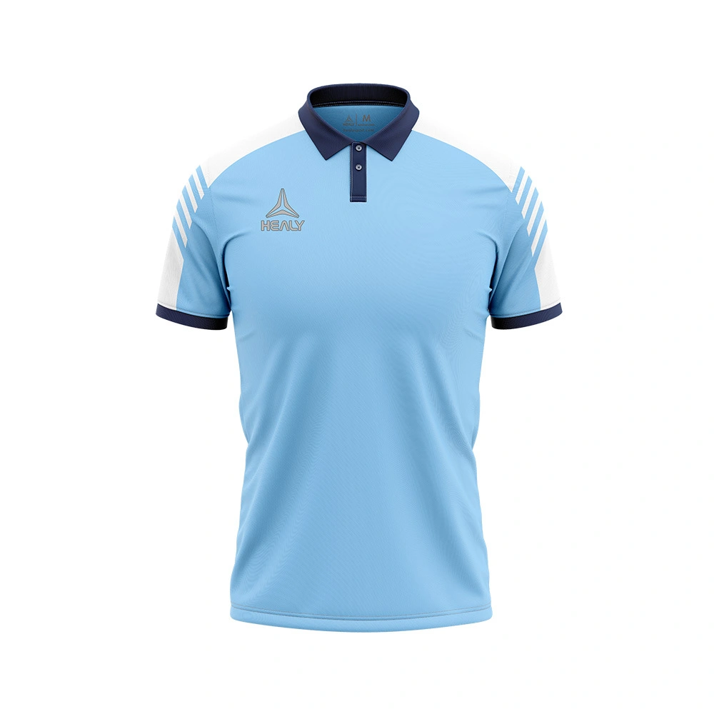 Jersey Sepak Bola Polo Kerah Kancing HEALY dengan Garis-Garis Menarik di Kedua Lengan, Kemeja Olahraga, Seragam Tim Musim Panas 1