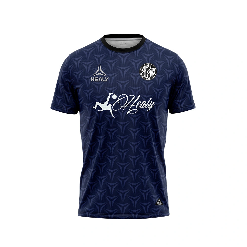 Aodach Ball-coise Fir Cabhlach Domhainn Gnàthaichte a’ Caitheamh Geansaidh Ball-coise Cofhurtail Polyester Àrd-inbhe a’ toirt seachad seirbheis OEM lèine ball-coise Retro 1