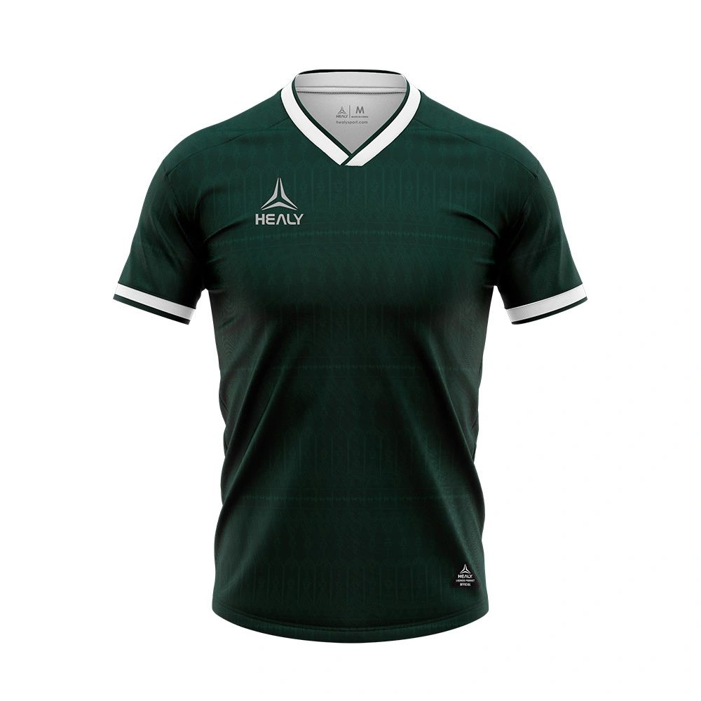 Klassikaline moodne roheline meeskonna jalgpalliriietus, pilkupüüdev kohandatud bändilogoga jalgpalli treeningsärk meestele 1