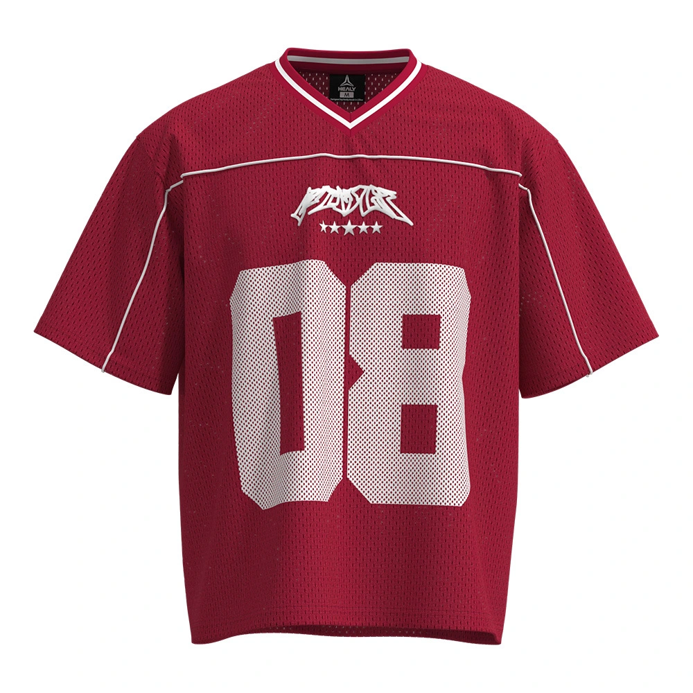 Healy Vintage V Yaka Fileli Futbol Forması 08 Numara Baskılı Nefes Alabilir Kısa Kollu Sokak Giyim Üstü 1