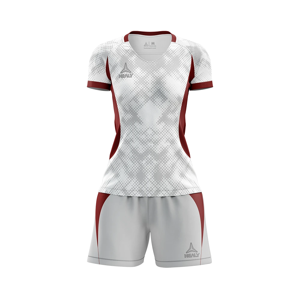 Healy Gradient White-grey Dot Slim Fit Women Soccer Jersey 100% Polyester Breathable Sublimation Sport Outfit 1
