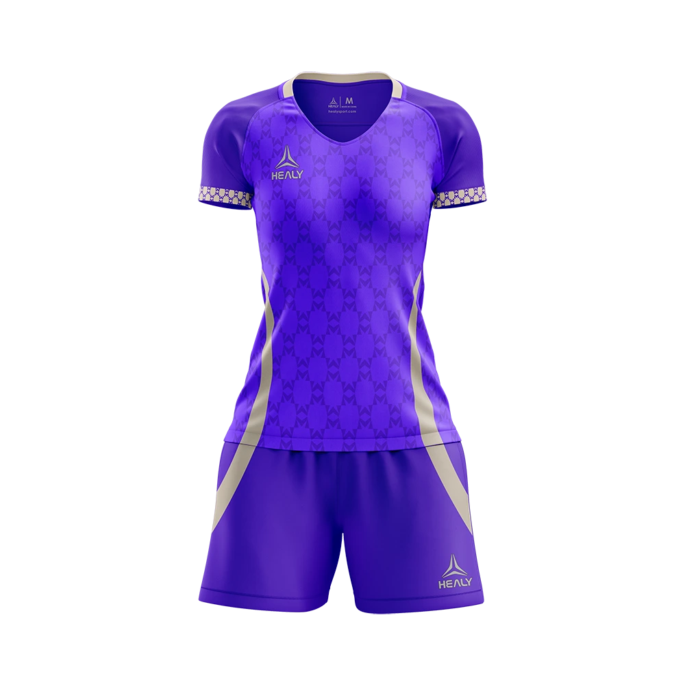 Healy Vibrant Purple  Stripe Slim Fit Women Soccer Jersey 100% Polyester Breathable Sublimation Sport Outfit 1