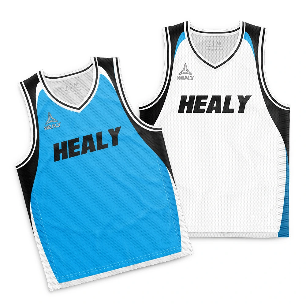 Healy Fresh Bold Blue V Neck Basketball Jerseys Comfortable Lightweight Polyester Sleeveless Unisex Basketball Top 1