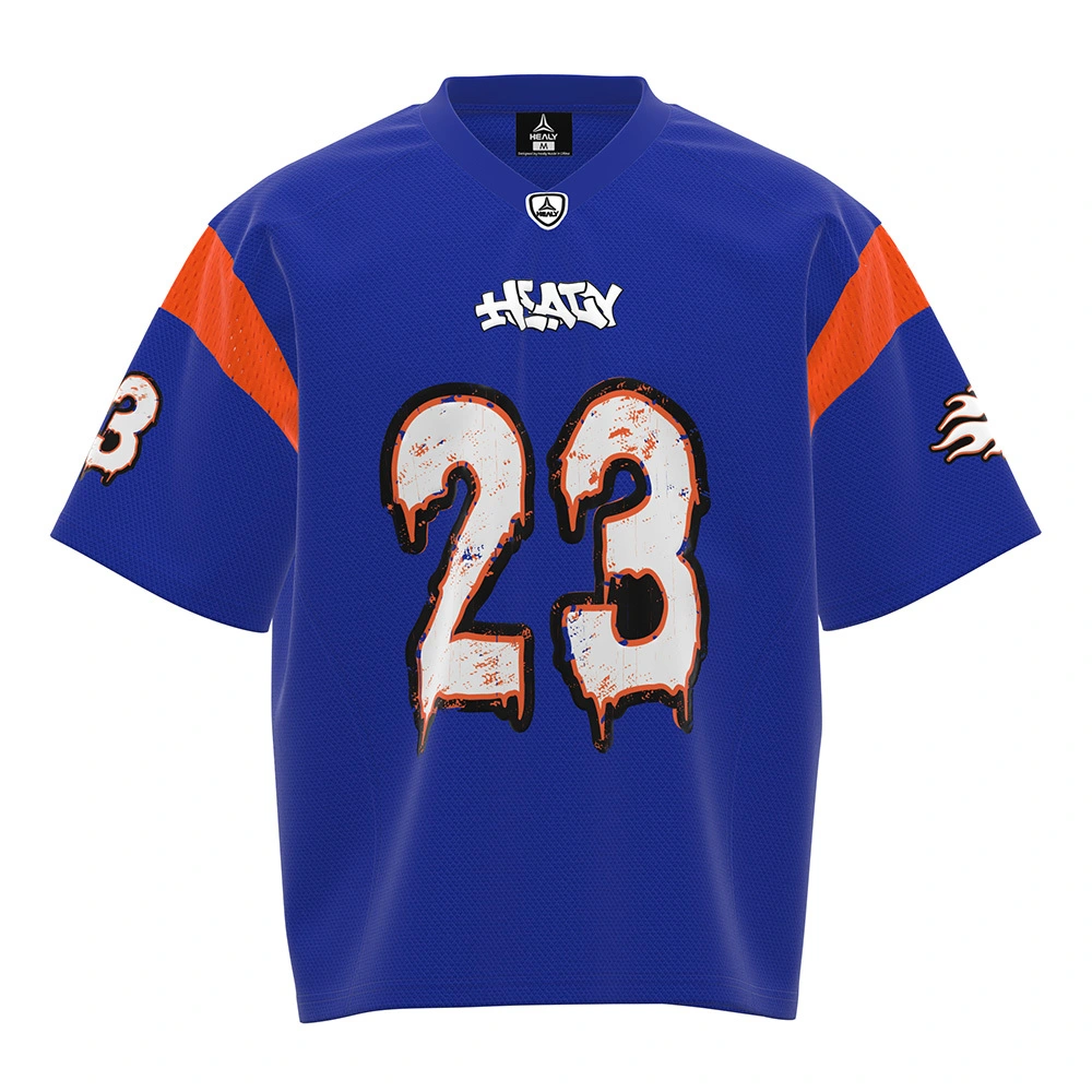 HEALY Blue-Orange Street Style No.23 Jersey Trendy Graffiti Short-Sleeve Sport Shirt Comfortable Custom Men Baseball Jersey 1