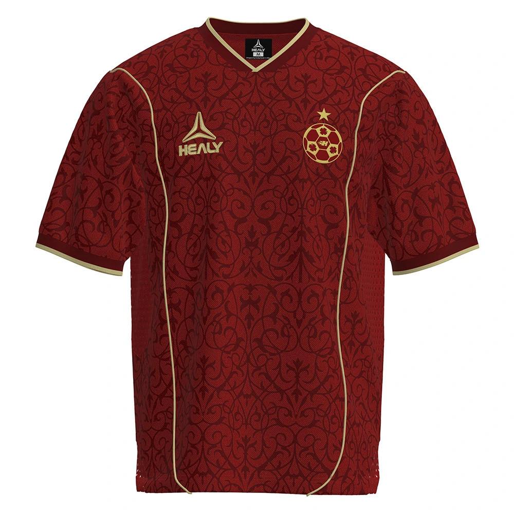 HEALY Red-Gold Retro Team Style Jersey Luxury Embroidered Short-Sleeve Sport Shirt Comfortable Custom Men Baseball Jersey 1