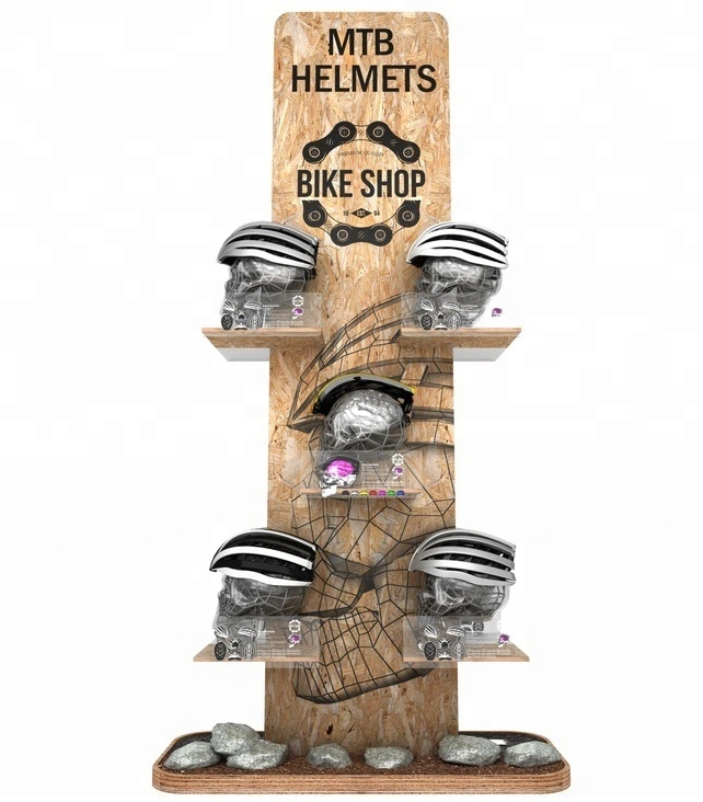 Sterke aangepaste motorhelmen displaystandaard op de vloer roterende displaystandaards voor fietshelm hoed 1