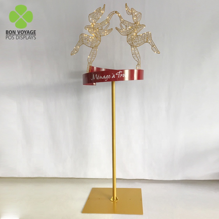 Розничная продажа Pos Pop Up Metal Pole Topper Супермаркет Подставка для вина и спиртных напитков с подсветкой 5