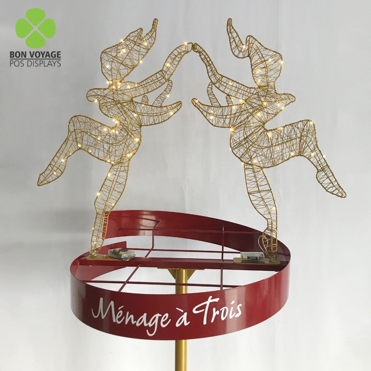 Розничная продажа Pos Pop Up Metal Pole Topper Супермаркет Подставка для вина и спиртных напитков с подсветкой 6