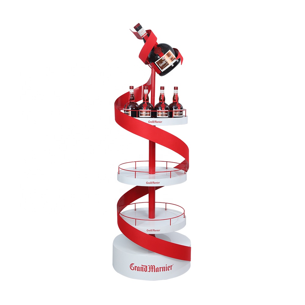 Розничная продажа Pos Pop Up Metal Pole Topper Супермаркет Подставка для вина и спиртных напитков с подсветкой 7