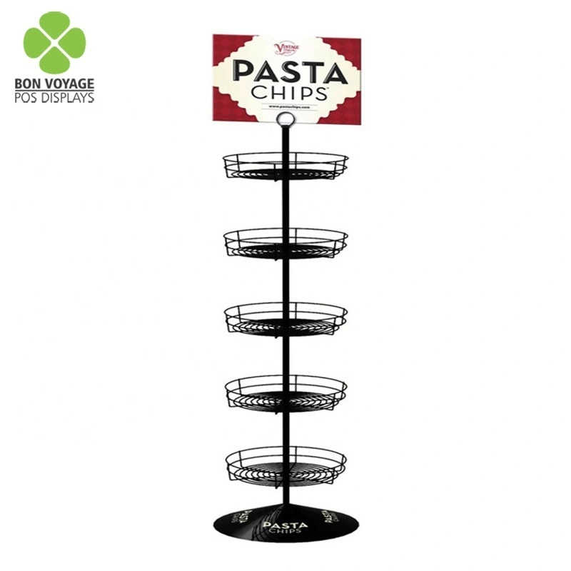 Support d'affichage de casse-croûte de croustilles de fil en métal de position de plancher de supermarché 1