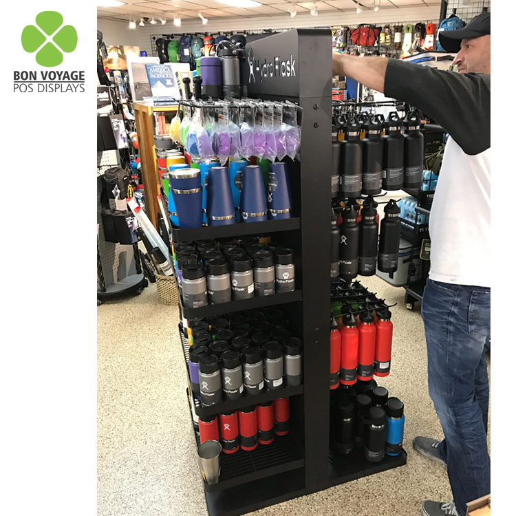 Concevez en fonction du client le présentoir de plancher de bouteilles d'eau d'étagère en métal pour le supermarché et le magasin de détail 4