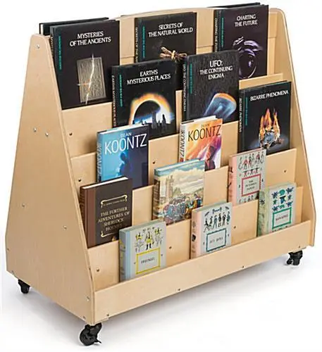 Personalisiertes Holz-Bücher-Bodenständer-Display-Regal. Holz-Buch-Display-Regal 1