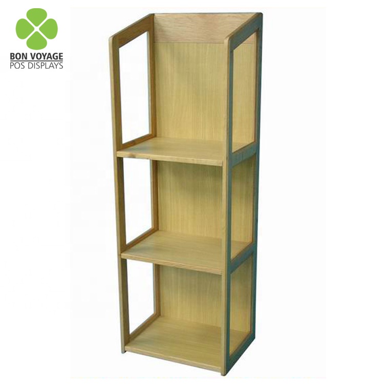 Wooden Flooring Retail Store Comic Books Display Rack For Magazine Newspaper 5