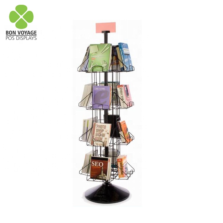 Wooden Flooring Retail Store Comic Books Display Rack For Magazine Newspaper 7