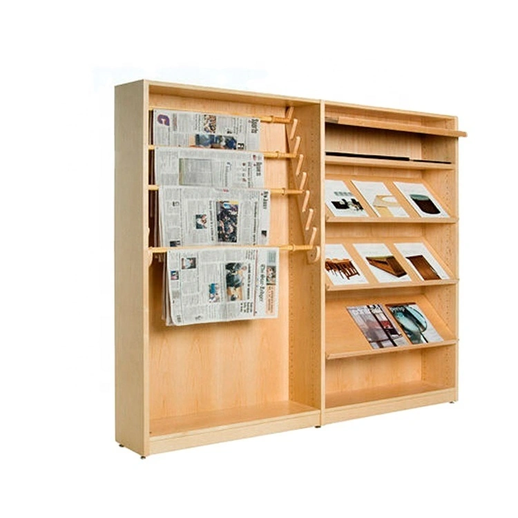 Hölzerner Bodenbelag-Einzelhandelsgeschäft-Comic-Bücher-Präsentationsständer für Zeitschriften- und Zeitungspapier 1