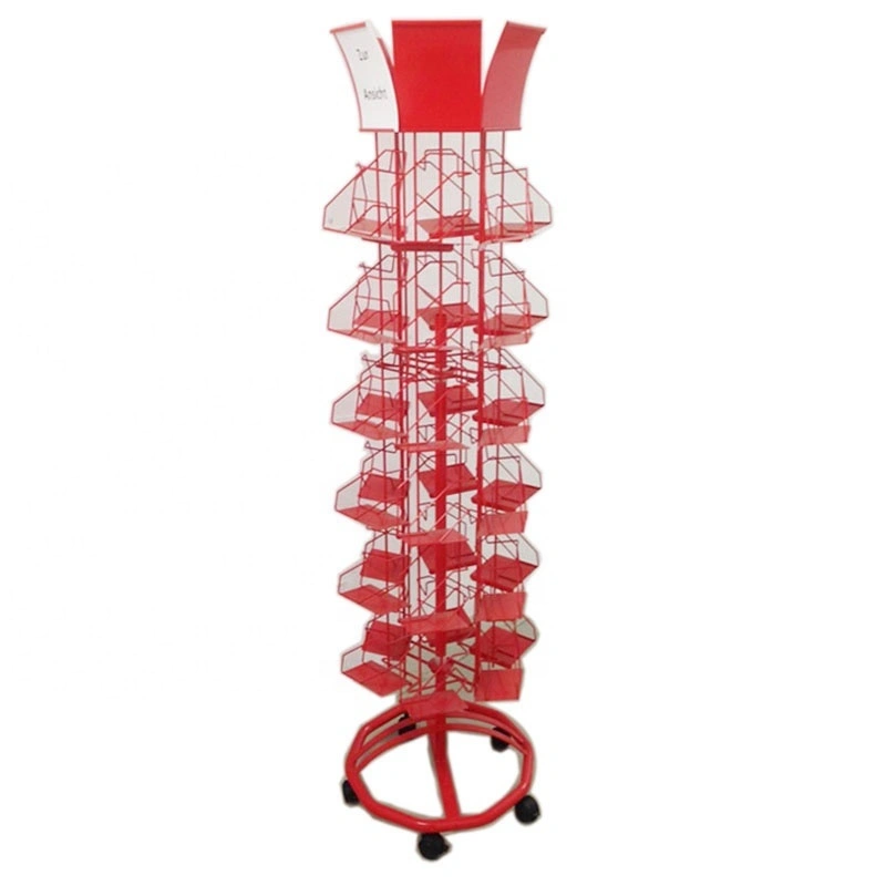 Roterende metalhylder lykønskningskort display standholder med hjul 1