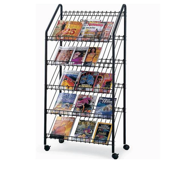 Mobiler Bücherständer aus Metall, Zeitschriftenständer 1