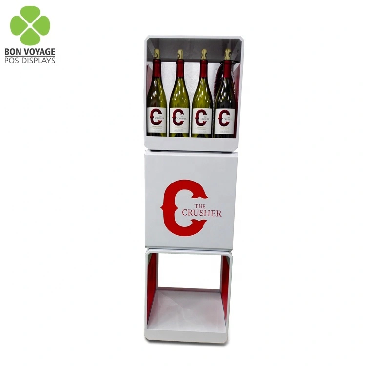 Negozio al dettaglio Pos Pop Promotion Espositore per bevande impilabile in metallo a 3 livelli Espositore per bottiglie di whisky di birra 1
