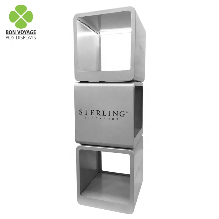 New Design Floor Standing Metal Cube Beer Wine Beverage Display Stand Racks For Supermarket 4