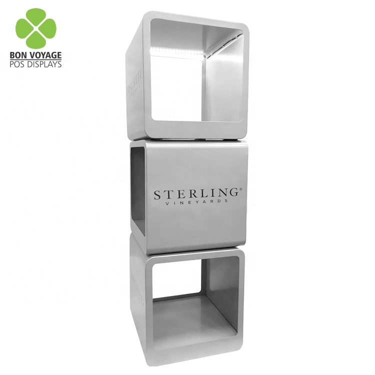 New Design Floor Standing Metal Cube Beer Wine Beverage Display Stand Racks For Supermarket 5