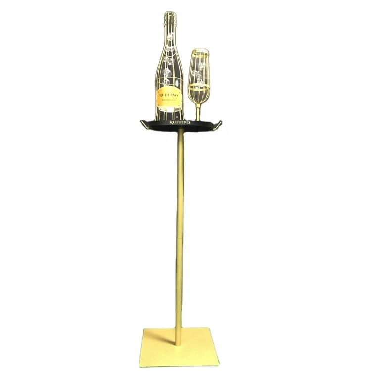 Customize Retail Pos Pop Up Metal Pole Topper Wine Bottles Rack Stand With Led Light 1