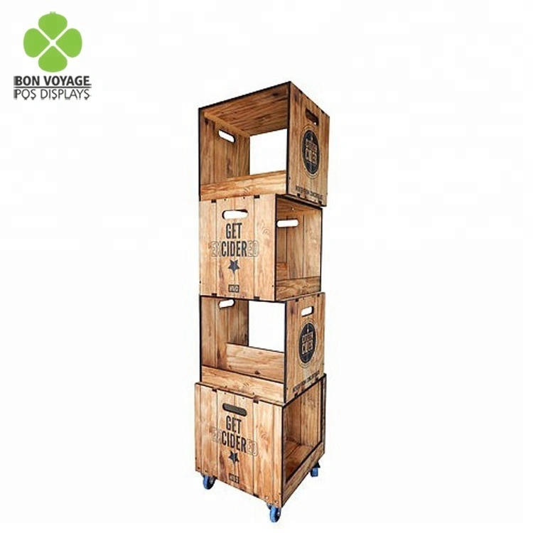 Rollbarer Weinschrank-Ausstellungsständer aus Holz 1