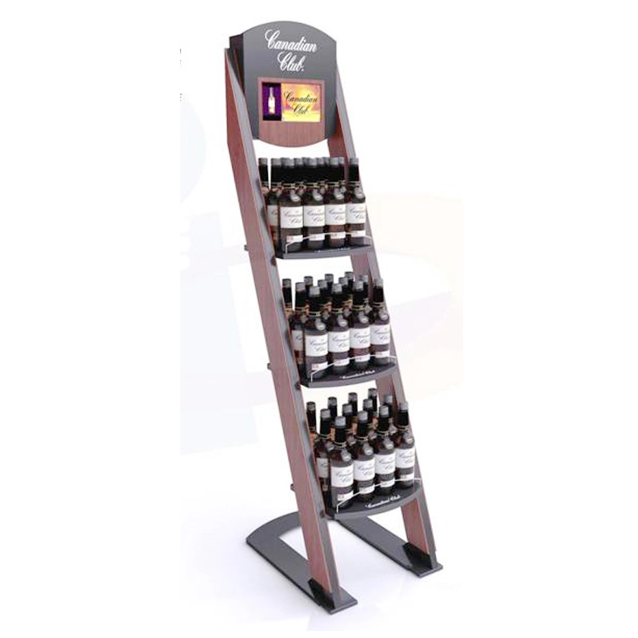 Vloerstaande Whiskey Display Plank Rek/houten Drank Display Stand Voor Verkoopbevordering 1