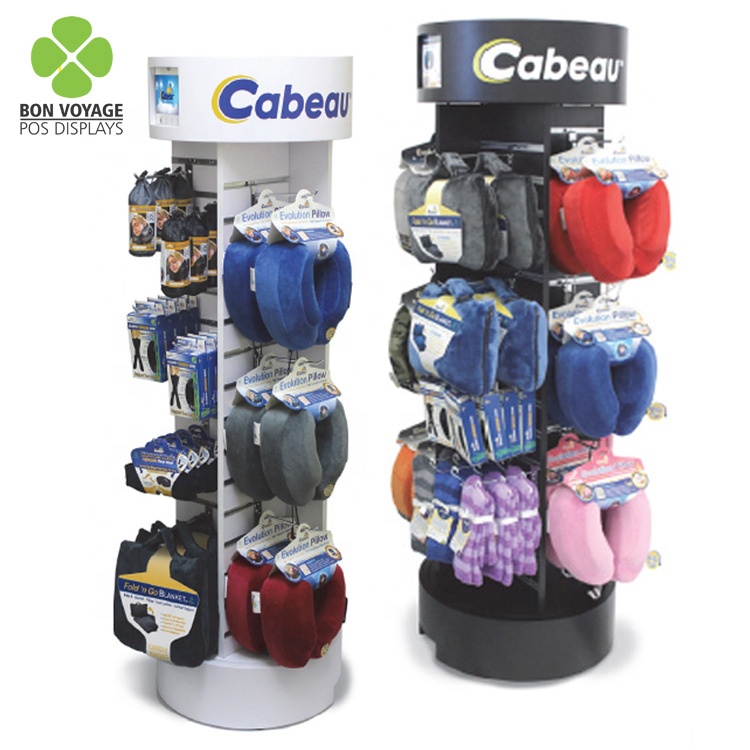 Piso de pie 3 lados Punto de venta Estantes ajustables Ganchos Bolsas Juguetes Accesorios Soporte de exhibición de madera Estante para tienda 3