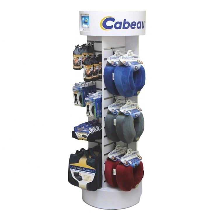 Floor Standing 3 Sides Point Of Sales Adjustable Shelves Hooks Bags Toys Accessories Wooden Display Stand Rack For Store 1