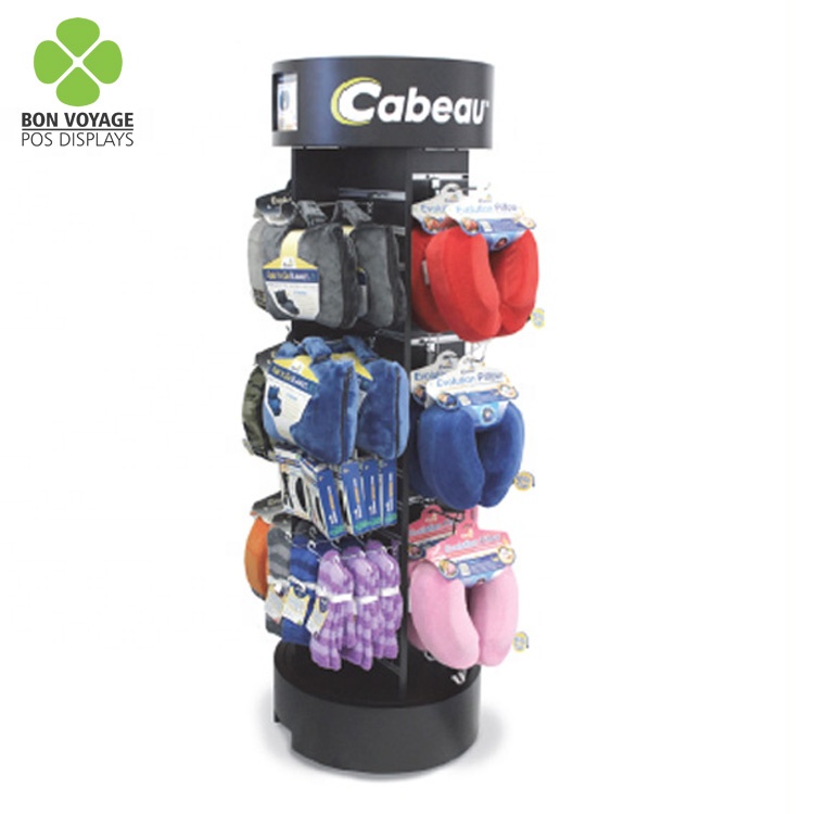 Piso de pie 3 lados Punto de venta Estantes ajustables Ganchos Bolsas Juguetes Accesorios Soporte de exhibición de madera Estante para tienda 4