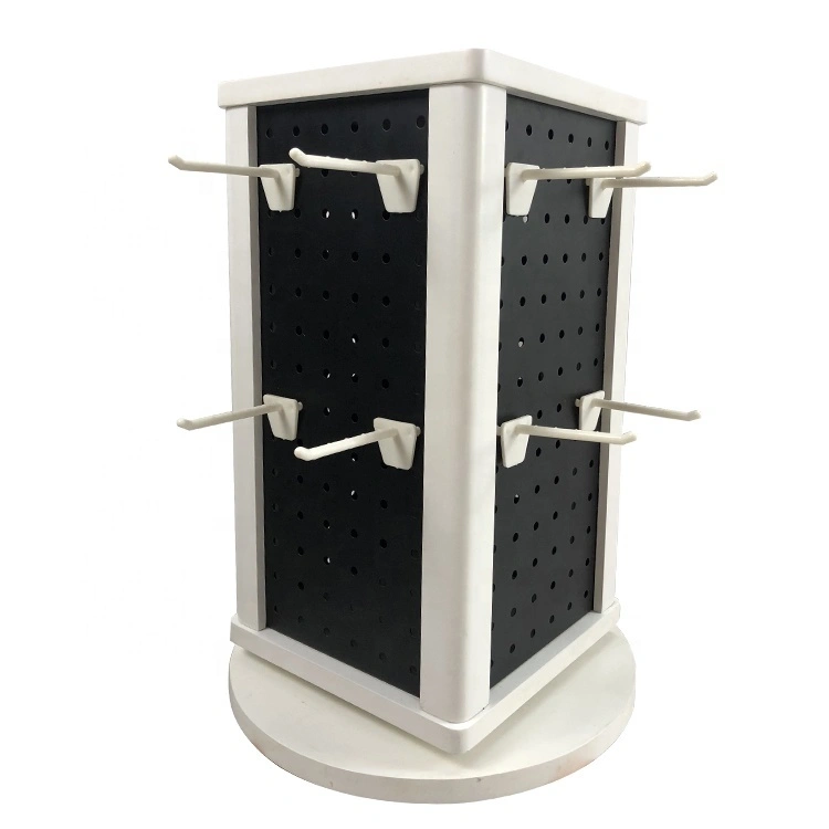 4 sider Roterende Multipurpose Gavekort Smykker Tilbehør Pegboard Nøglering Display Træ Bordplade Display 1