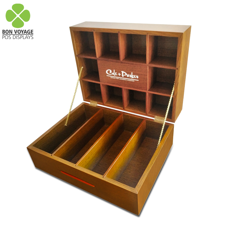 Brugerdefineret pop up Countertop træ sokker og tilbehør Showcase Akryl Display Box 3